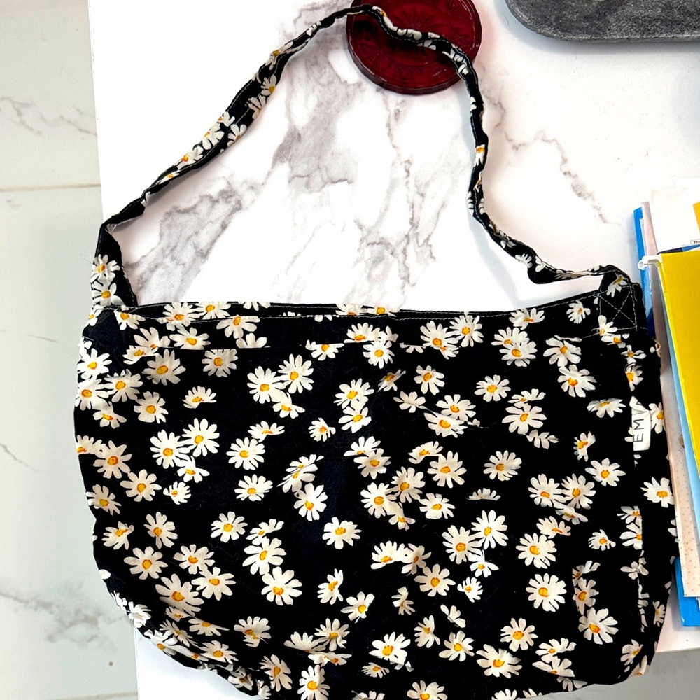 EMS Fabric Floral Black and White Bag